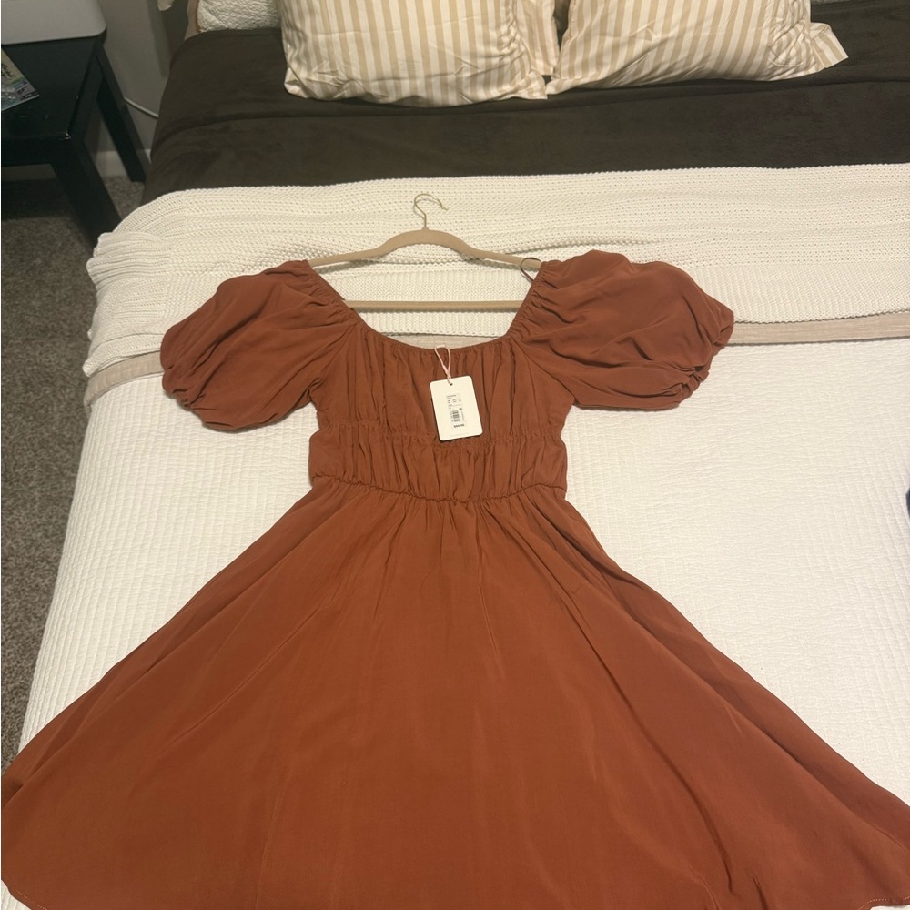 Gianni Bini Terracotta Gathered Dress
